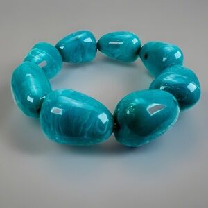 Bohemian southwestern chic large blue beaded stretch bracelet